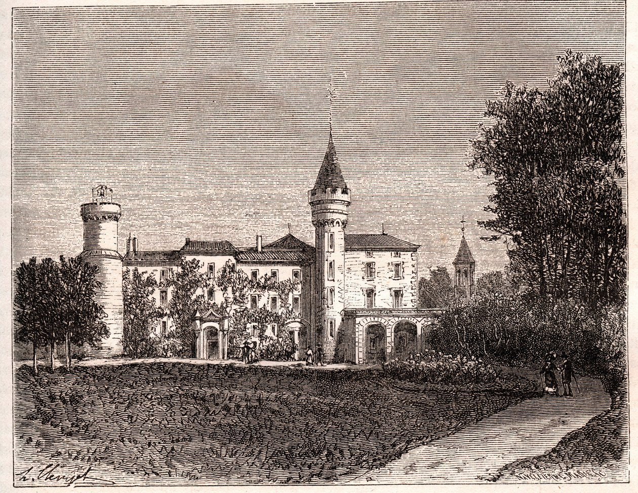 Chateau de Lamartine - 71520 Saint Point - grawer w „La France illustree: geografia, historia, administracja statystyczna” autorstwa V.A. Słodowo-Brązowy. 1884 autorstwa French School