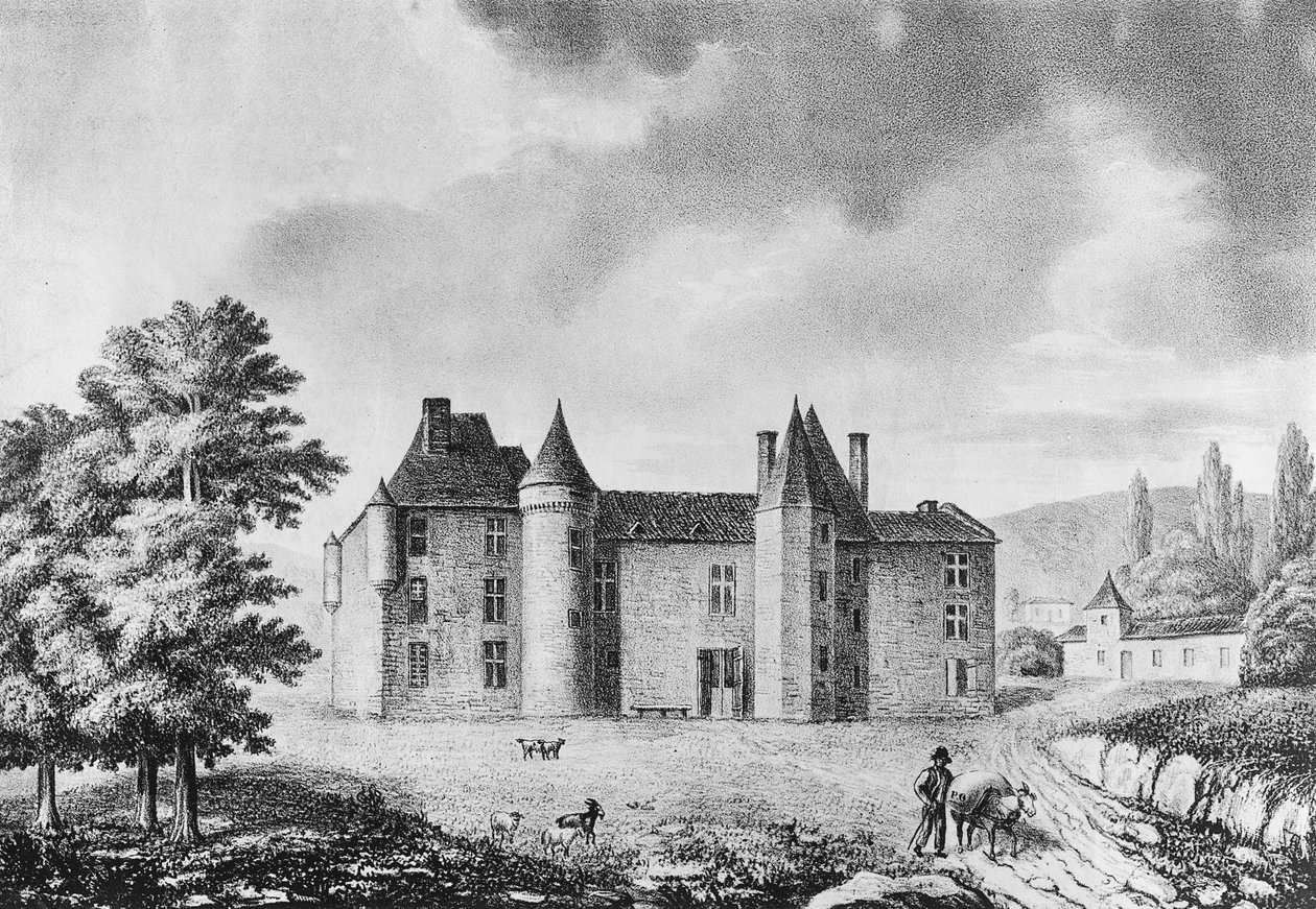 Chateau de Montaigne, Dordogne (grafika) autorstwa French School