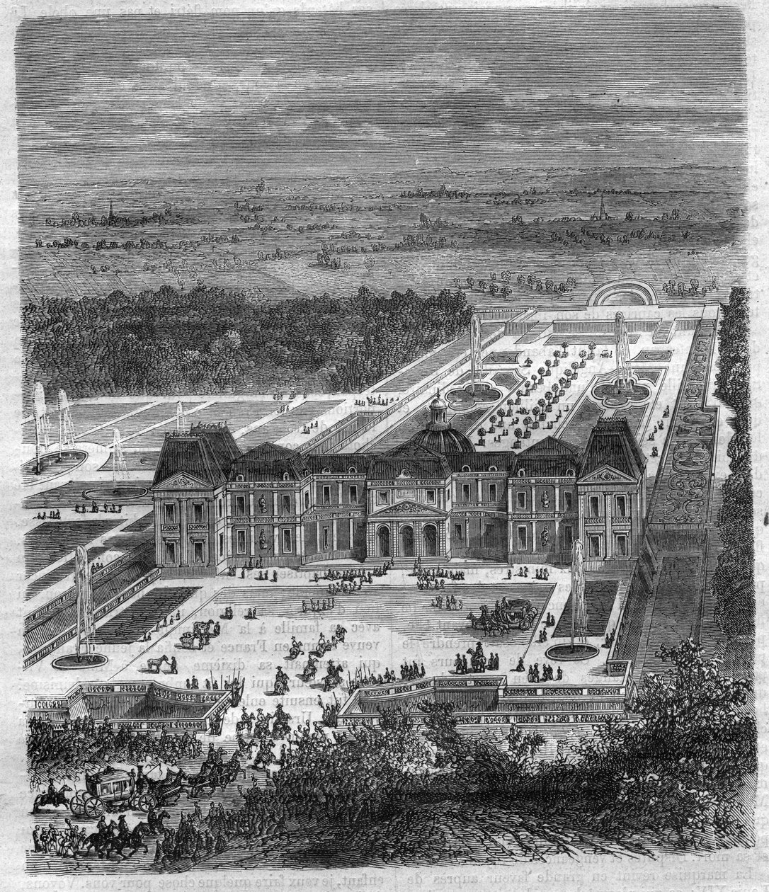 Chateau de Vaux Le Vicomte (Vaux-Le-Vicomte) autorstwa Nicolasa Fouqueta (1615-1680), wicehrabiego de Melun i de Vaux nadinspektora finansów Ludwika XIV. Grawer w „Historii papieży-królów-królowych i cesarzy na przestrzeni wieków” autorstwa Maurice Lachatr autorstwa French School