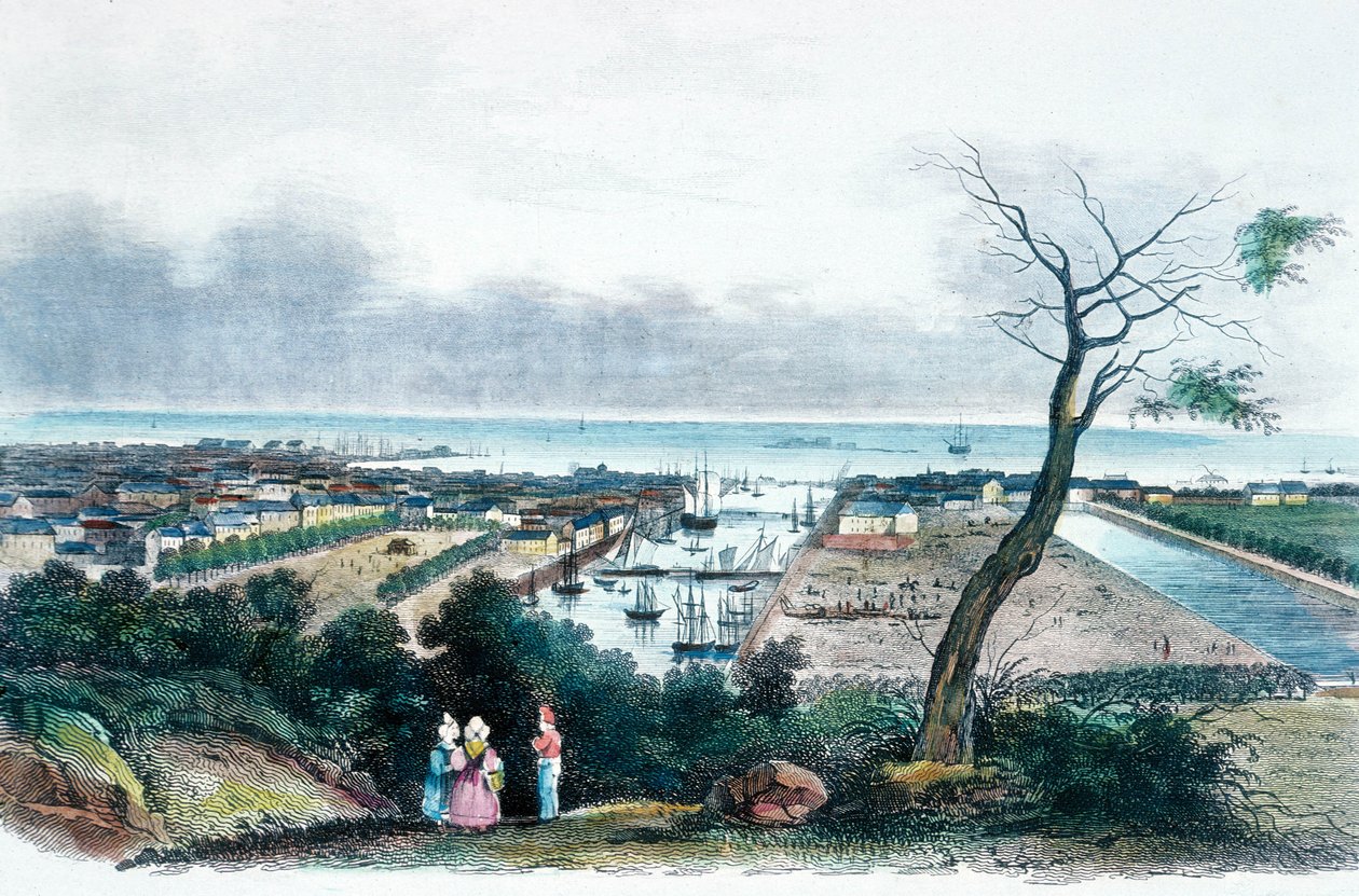 Cherbourg, Normandia (kolor grawerowany) autorstwa French School