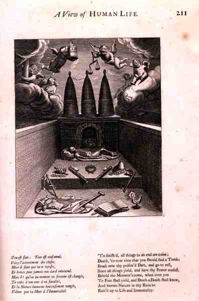 Cherubiny przychodzą, by zabrać ducha, ilustracja z „Widoku na ludzkie życie”, z „Doktryny moralności” Marin Le Roy de Gomberville (1600-74) rycina Daret (rycina) autorstwa French School