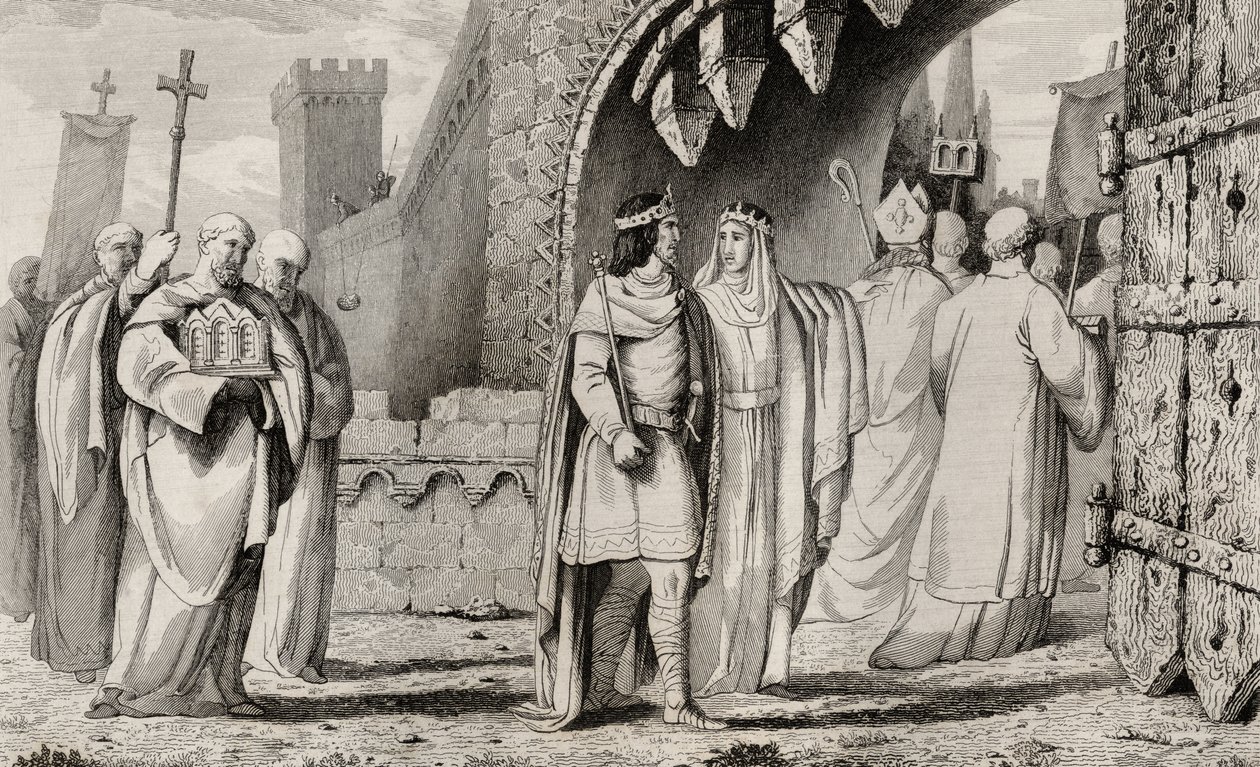 Chilperic I (539-84) w procesji religijnej, z „Histoire de France” Colarta, wydana ok. 1840 r. autorstwa French School