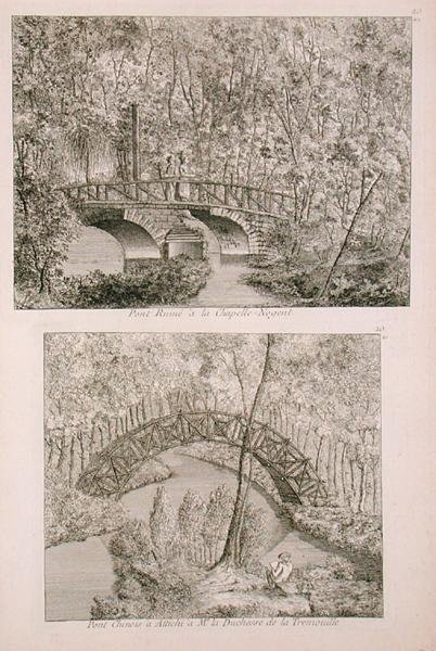 Chiński most w Attichi, z „Jardins Anglo-Chinois a la mode” George