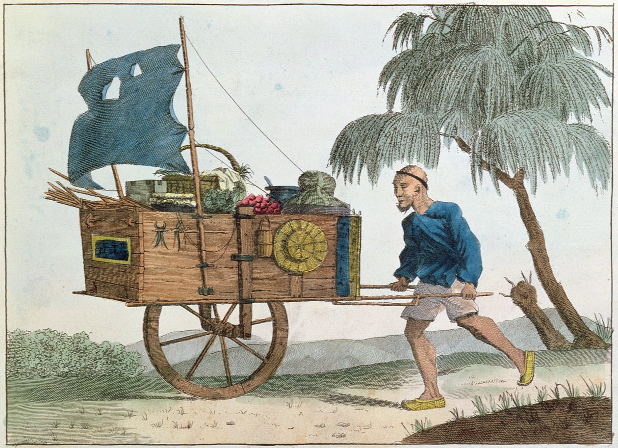 Chłop chiński z taczką pod żaglami, 1811 autorstwa French School