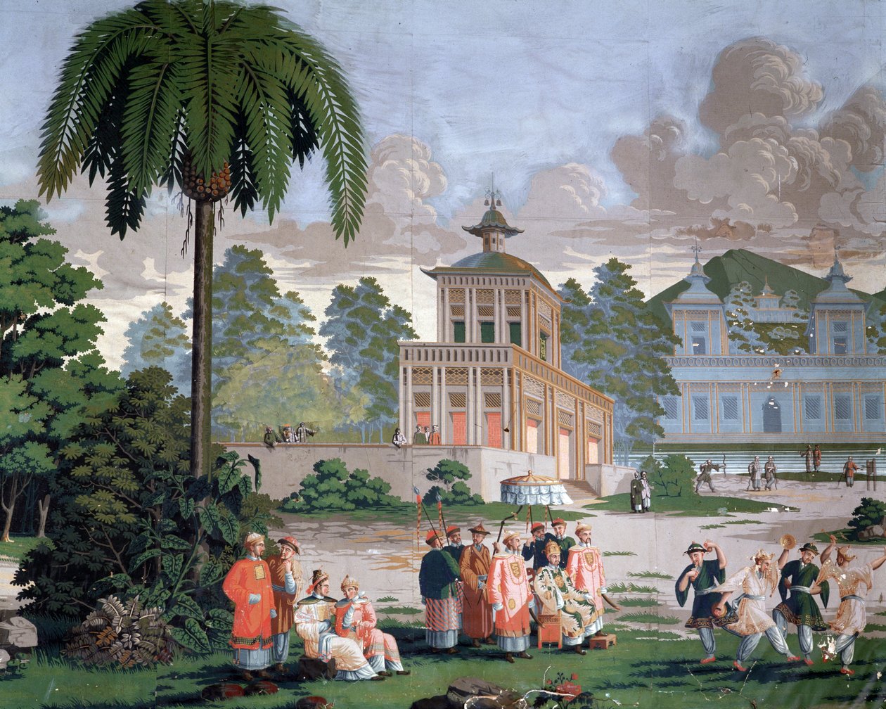 Chinoiserie - tapeta w hotelu de Plouer w Saint Malo (Saint-Malo). autorstwa French School