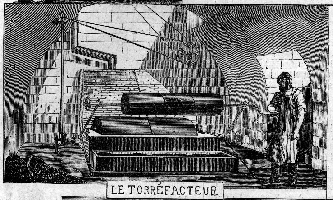 Produkcja czekolady: torrefaktor. Usine de M. Masson, Paryż autorstwa French School