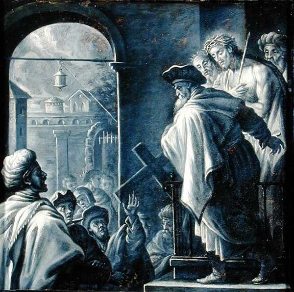 Chrystus przedstawiony ludowi (olej na kamieniu) autorstwa French School