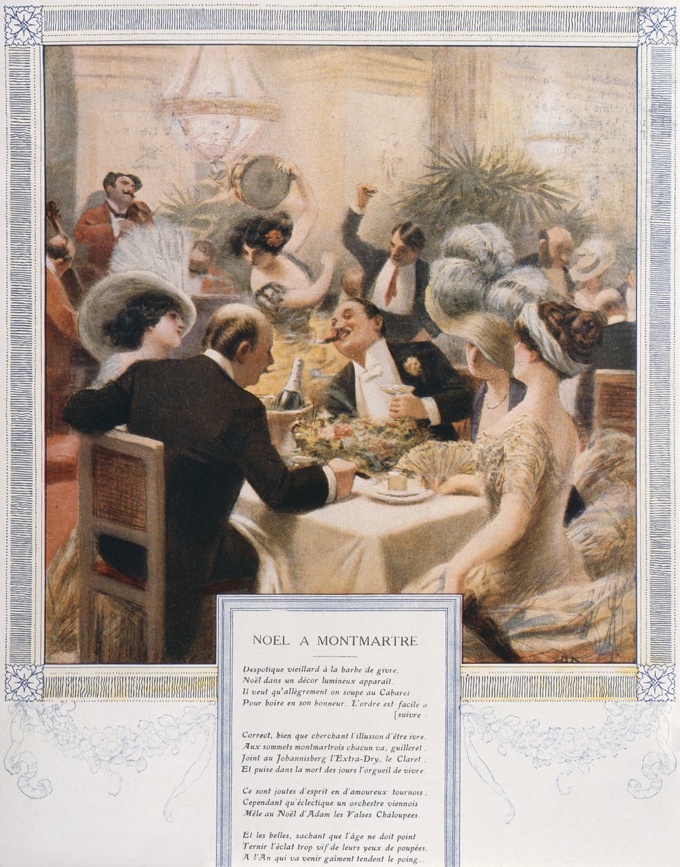Boże Narodzenie na Montmartre, kolacja wigilijna w luksusowej restauracji, ok.1900 autorstwa French School