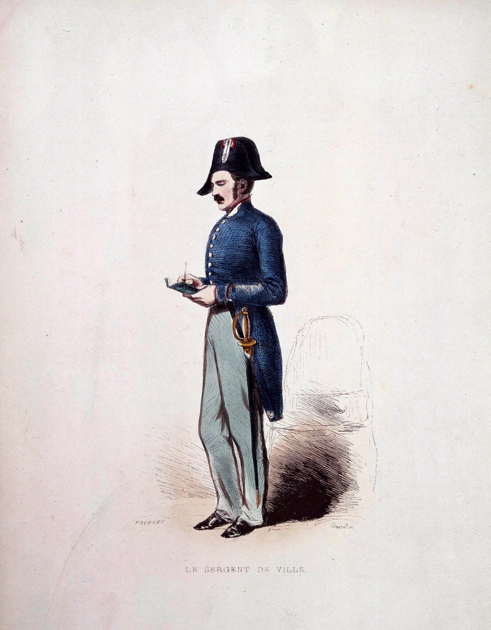 Mundur sierżanta miejskiego członka sił policyjnych monarchii lipcowej (1830-1848) XIX w. autorstwa French School