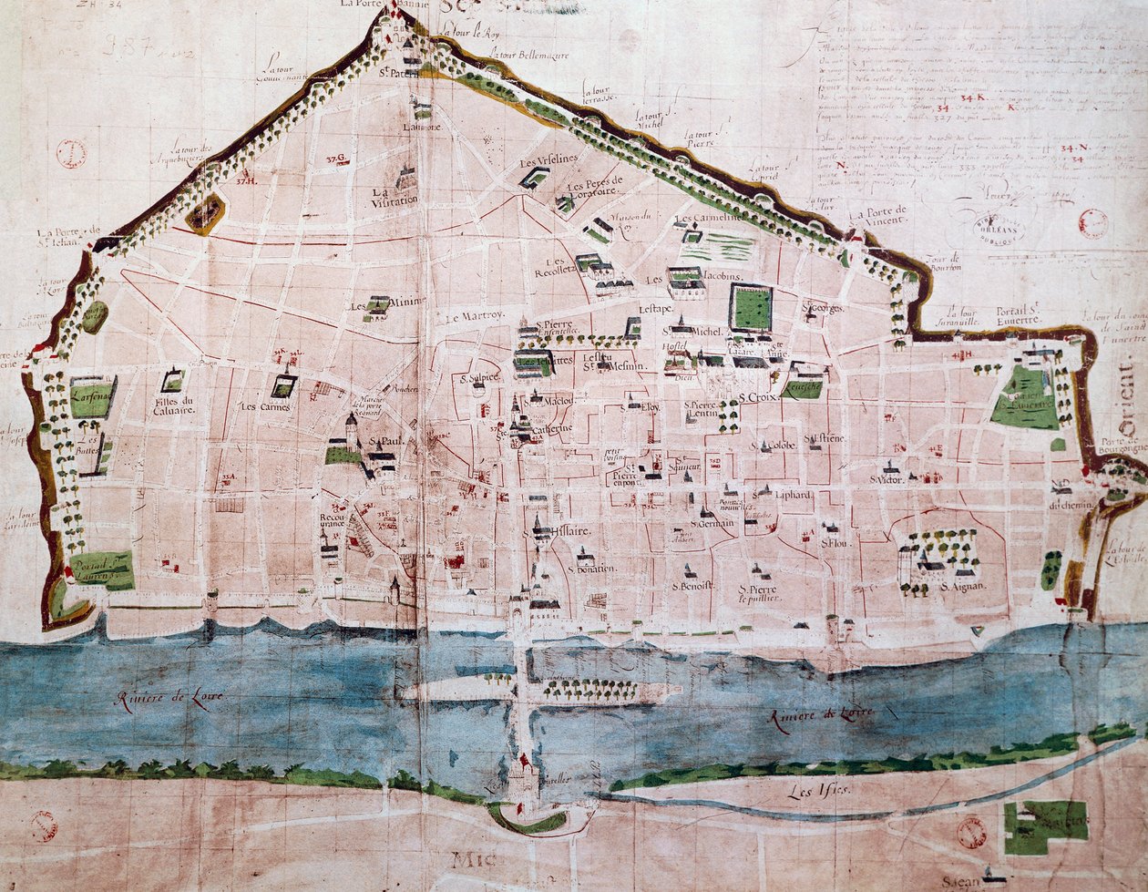 Plan miasta Orlean, Francja autorstwa French School