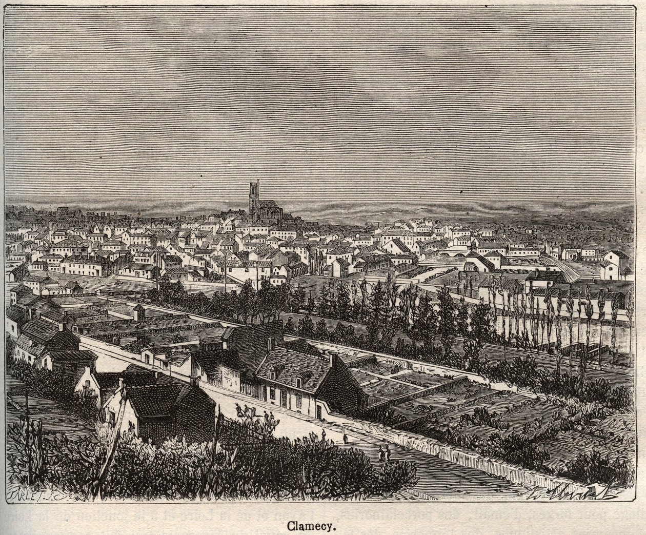Clamecy - Nievre - Burgundia - rycina w „La France illustree: geografia, historia, administracja statystyczna” autorstwa V.A. Słodowo-Brązowy. 1884 autorstwa French School