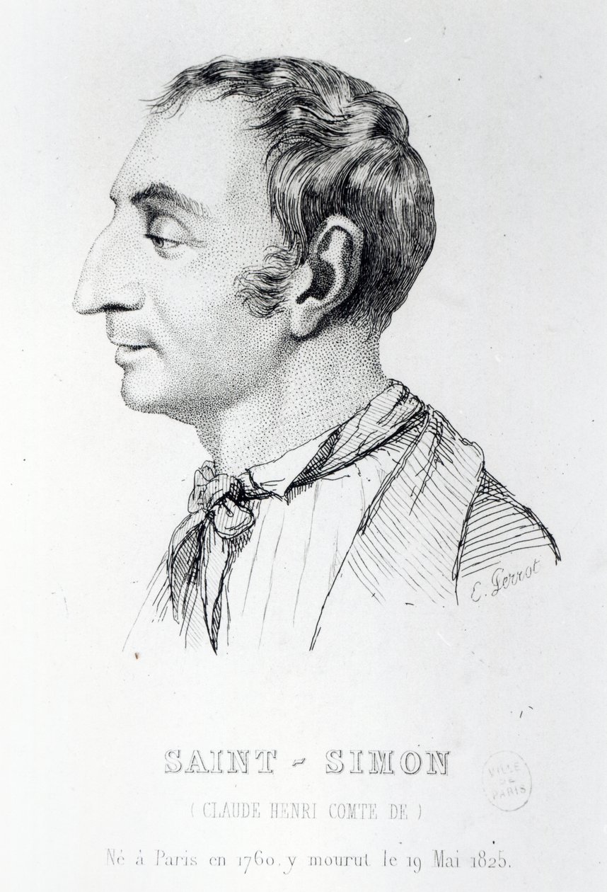 Claude Henri de Rouvroy, hrabia Saint-Simon, ryty przez Perrota (XIX wiek) autorstwa French School