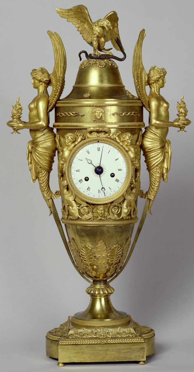 Wazon zegarowy z orłem, ok. 1800 (brąz złocony) autorstwa French School