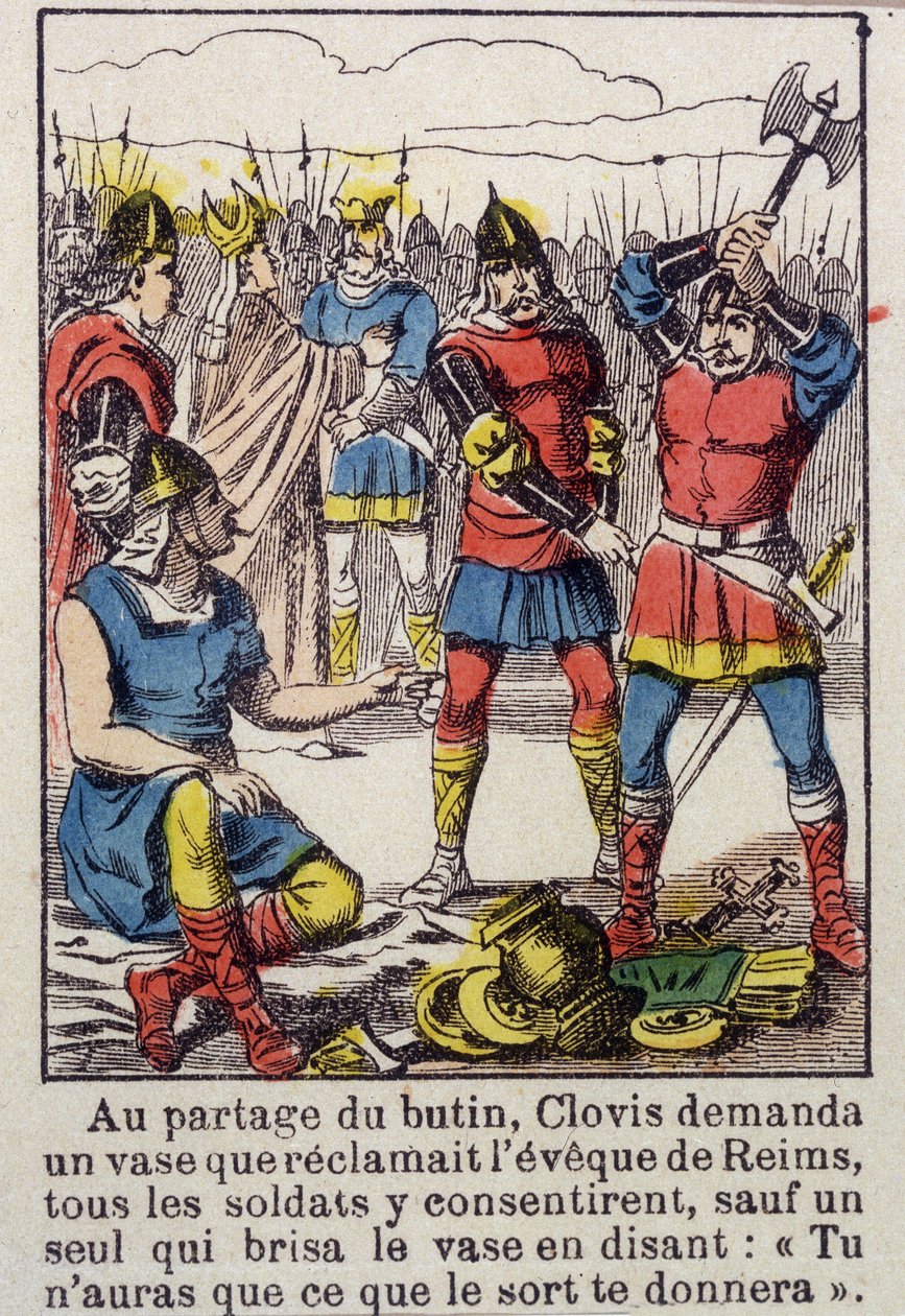 Clovis and the Soissons Vase - Obraz Epinal z XIX wieku autorstwa French School