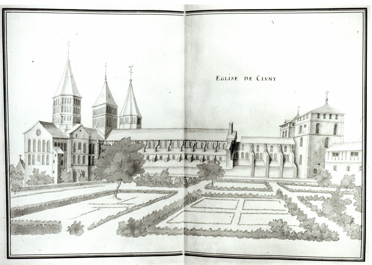 Opactwo Cluny, z Atlasu Wielkiego, t.2 (wc na papierze) autorstwa French School