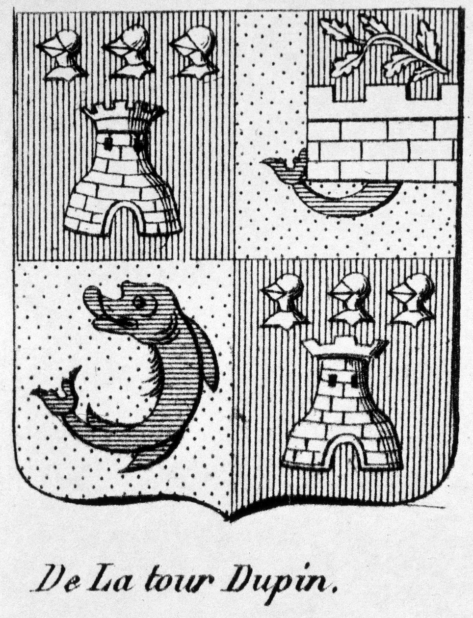 Herb La Tour Dupin - w „The General Herbial of the French Empire” autorstwa Henry Simon autorstwa French School