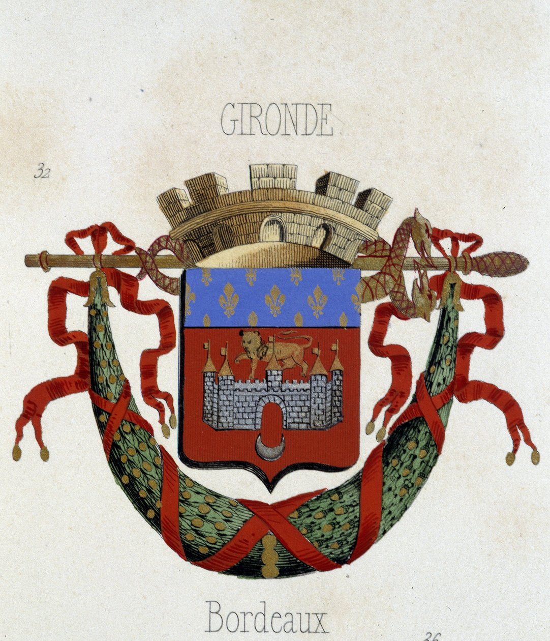 Herb miasta Bordeaux - w „Armorial National de France”, autorstwa H. Traversiera, Paryż autorstwa French School