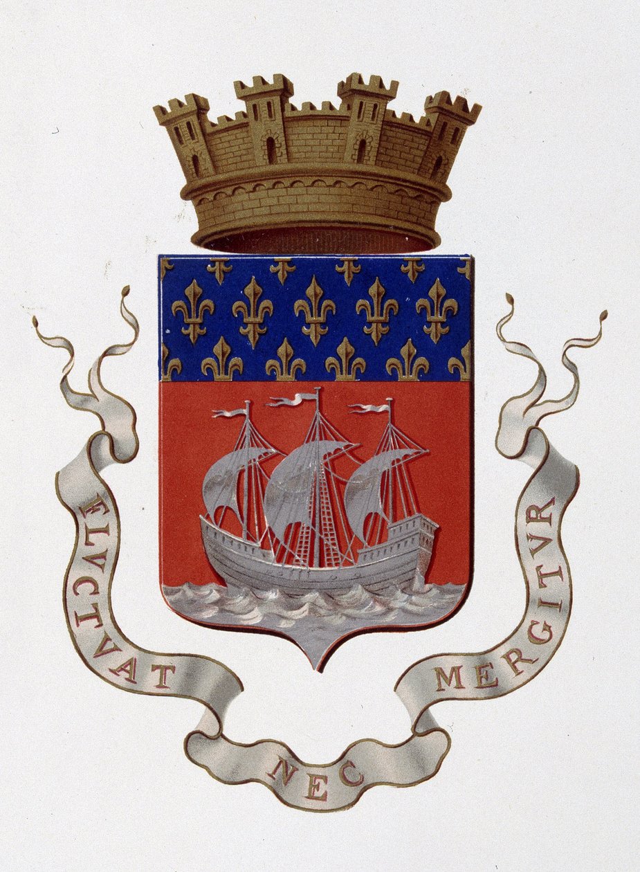 Herb miasta Paryża: Cesarstwo (Napoleon III) - decyzja prefekta z dnia 24 listopada 1853 r. - w „Armorial National de France”, autorstwa H. Traversiera, Paryż autorstwa French School