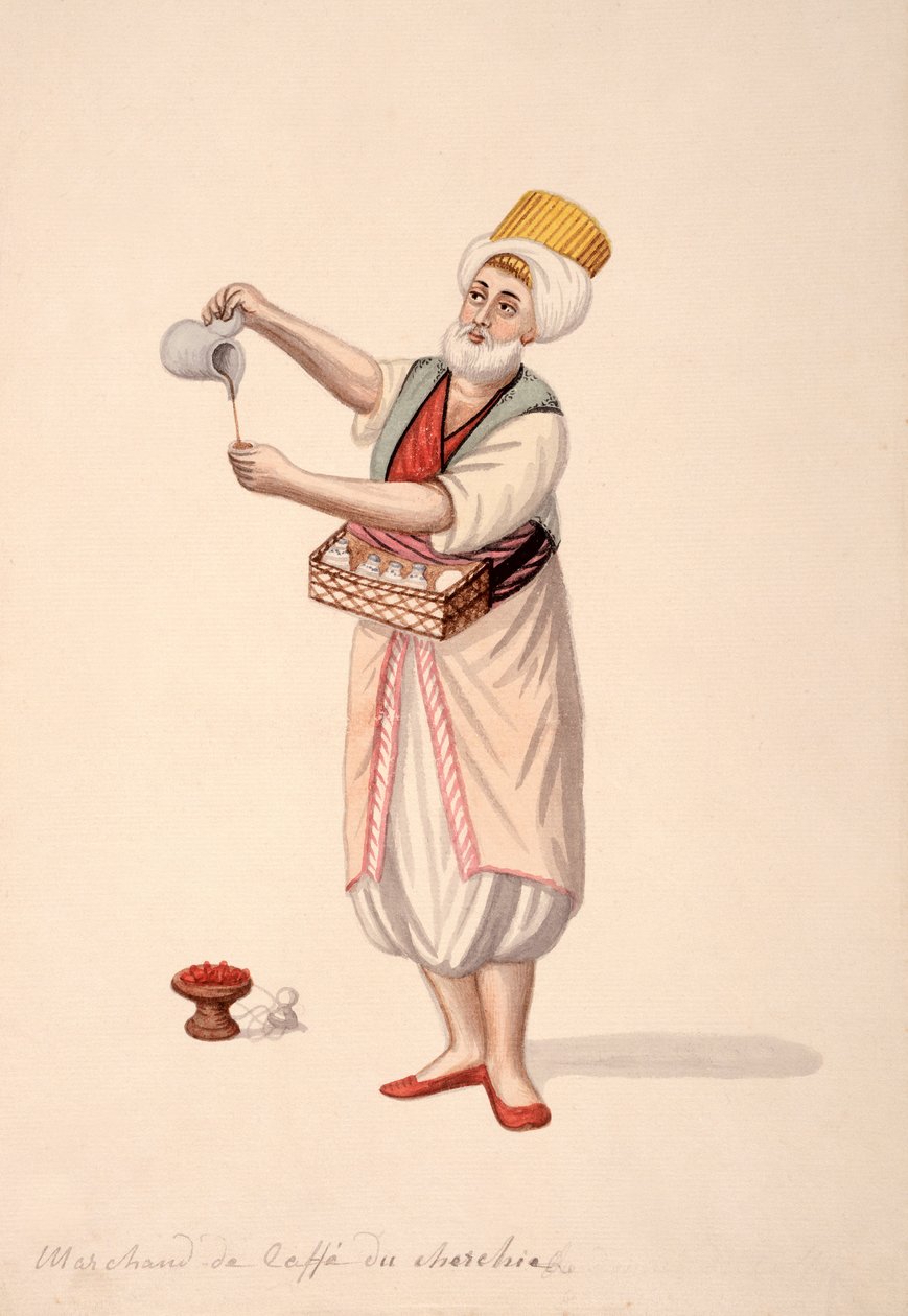 Sprzedawca kawy, okres osmański, 3. ćw. XVIII w. (wc na papierze) autorstwa French School