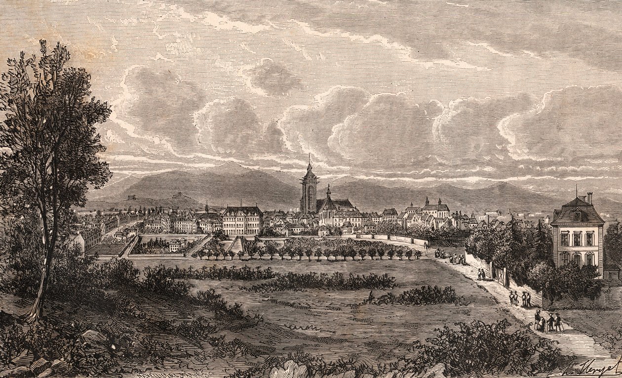 Colmar - Haut-Rhin, w Alzacji - rycina w „La France illustrée: geography, history, statistic management” autorstwa V.A. Malt-Browna. 1884 autorstwa French School