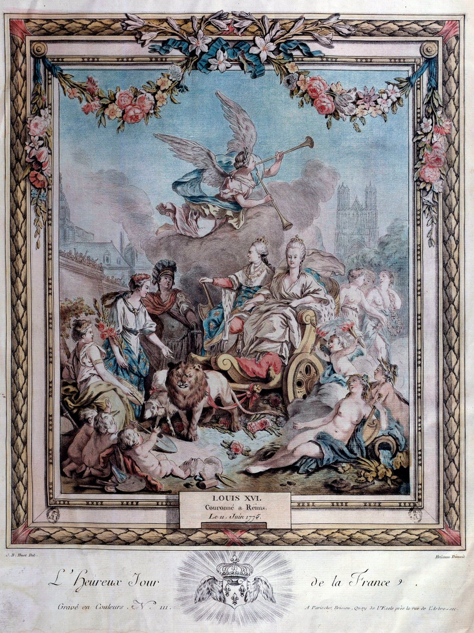 Upamiętnienie koronacji Ludwika XVI (1754-1793) w Reims w dniu 11.06.1775. Rytownictwo. Paryż. Biblioteka Arsenału autorstwa French School