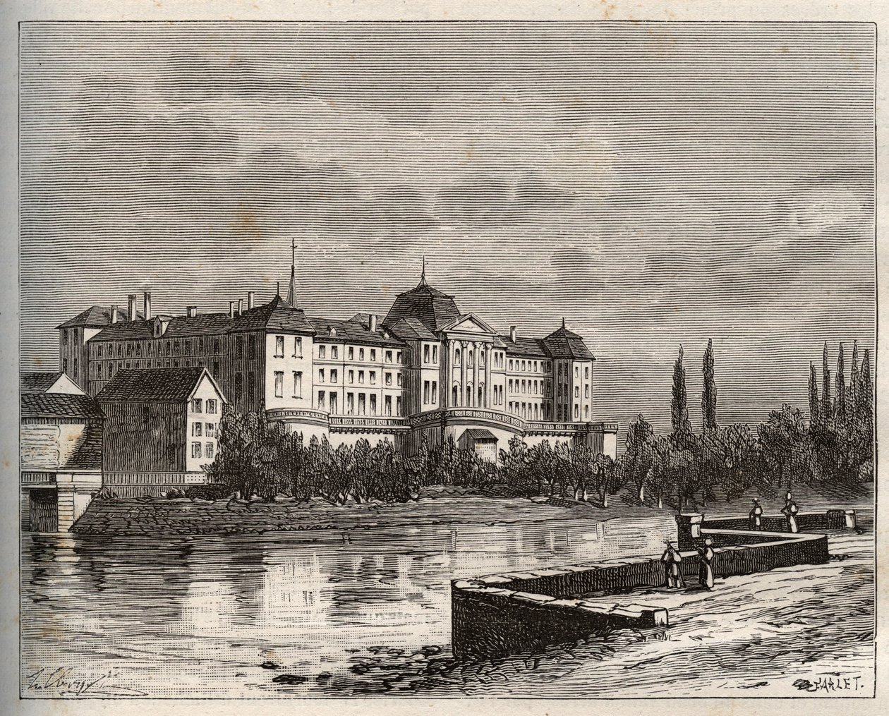 Handel - La Meuse (55), Lotaryngia, Francja - rycina w „La France illustrée: geography, history, Statistics” autorstwa V.A. Malt-Brown. 1884 autorstwa French School
