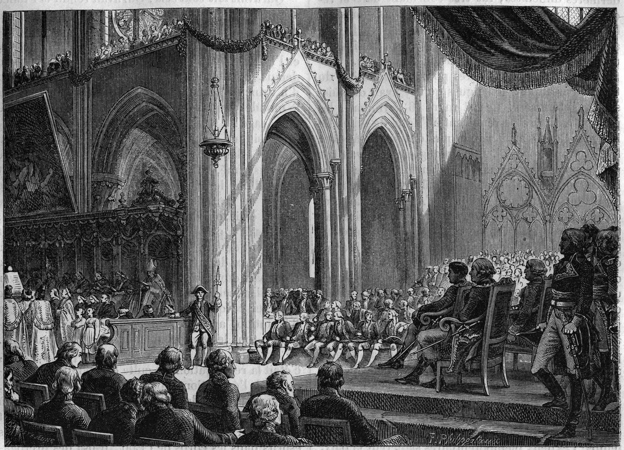 Konkordat z 1801 r. – Przywrócenie rytów katolickich, Wielkanoc, 8 kwietnia 1802 r. Notre-Dame w Paryżu – Oficjalna restauracja kultów w obecności Bonapartego: Te deum a Notre Dame autorstwa French School