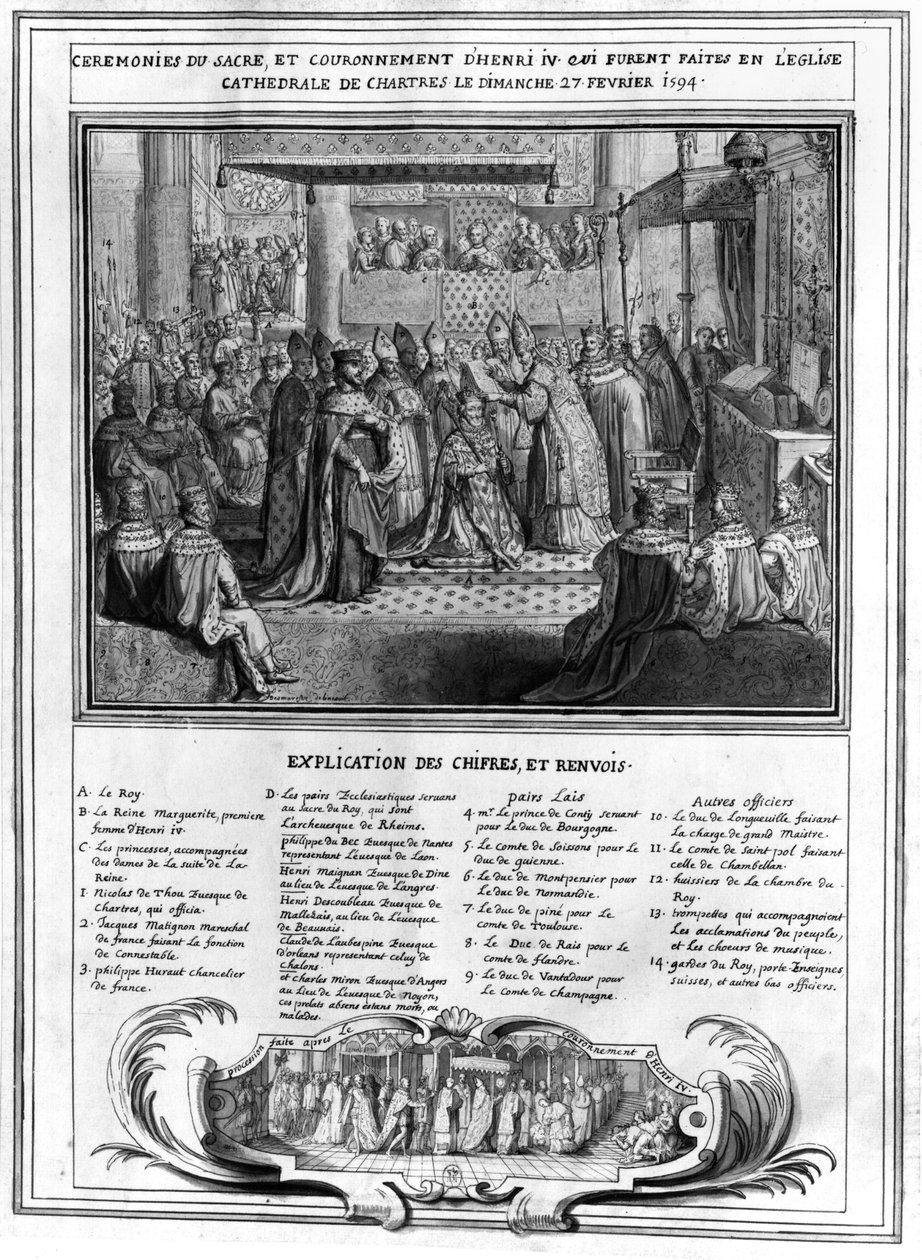 Konsekracja i koronacja Henryka IV (1553-1610) w katedrze w Chartres 27 stycznia 1594, koniec XVI wieku autorstwa French School