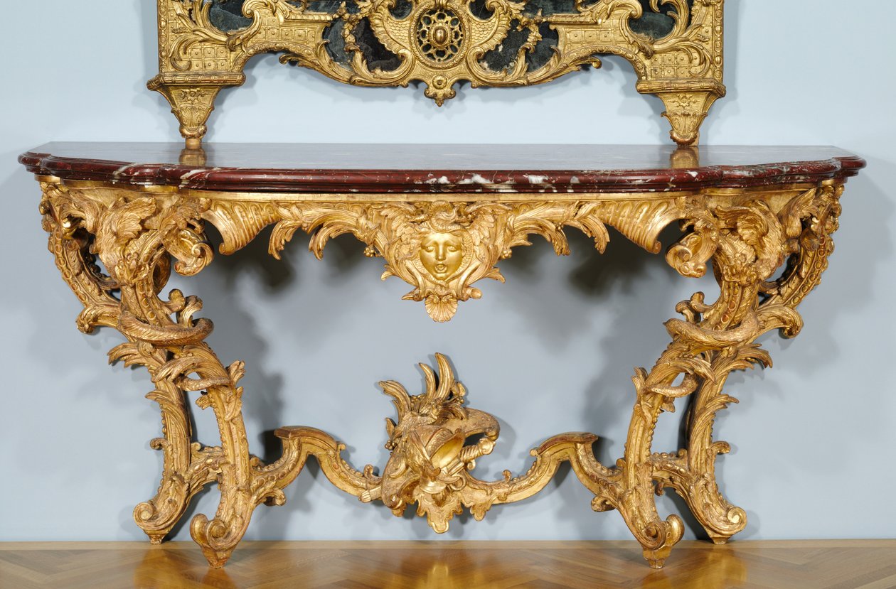 Konsola, zaprojektowana przez Jules-Michel Hardouin (1635-1737), wykonana przez Pierre