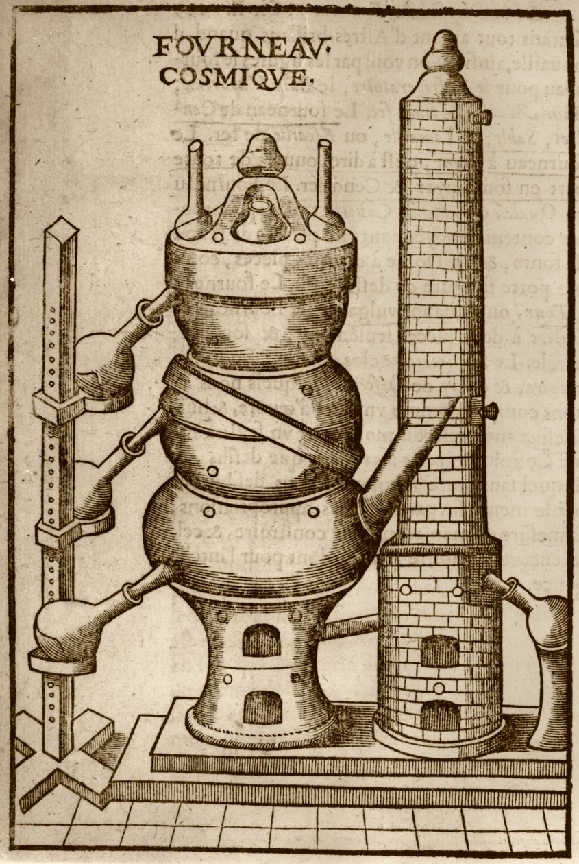 Kosmiczny Piec, z La Theotechnie Ergocosmique autorstwa Annibala Barleta (1653) zilustrowany w historii magii opublikowanej pod koniec XIX wieku autorstwa French School