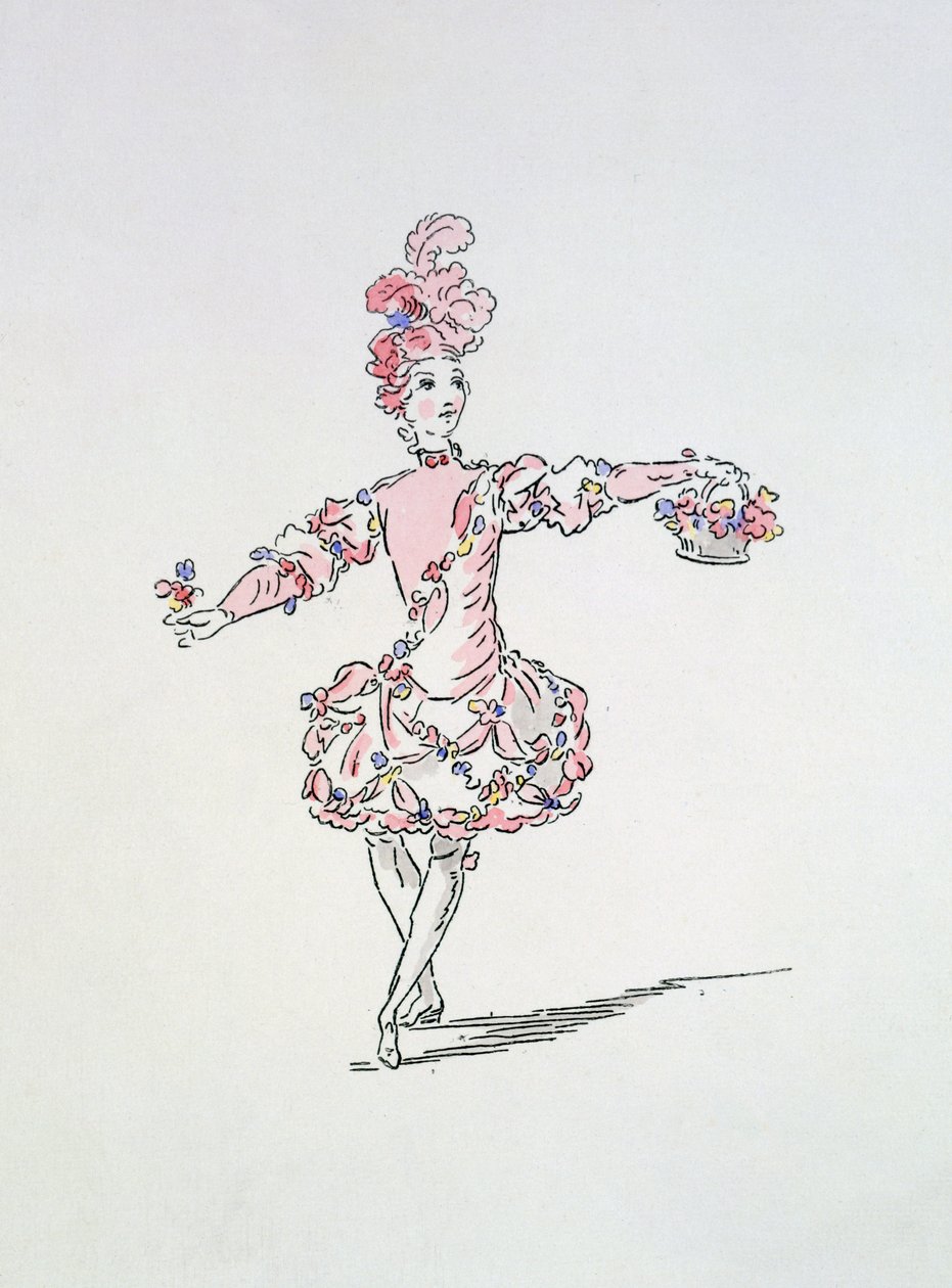 Kostiumy dla młodego Egipcjanina jako wiosna w Les Fetes de LHymen (ręcznie barwiony grawerunek) autorstwa French School