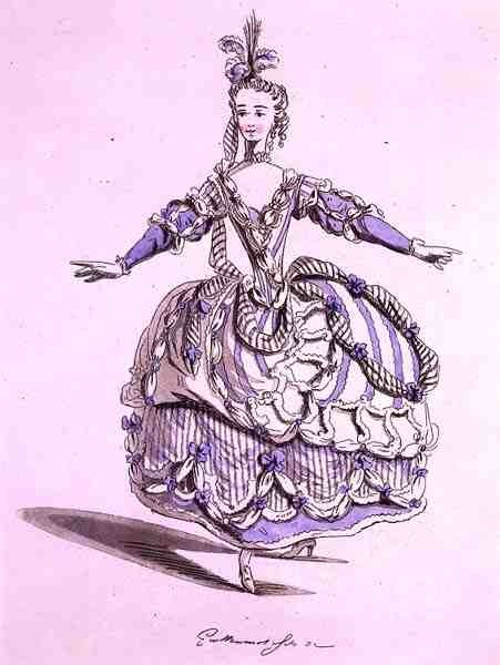 Projekt kostiumu dla Phrygienne w Dardanus, libretto Leclerca de Labruere, skomponowane przez Jean-Philippe Rameau (1683-1764) faksymile A. Guillaumota Filsa (kolorystyka) autorstwa French School