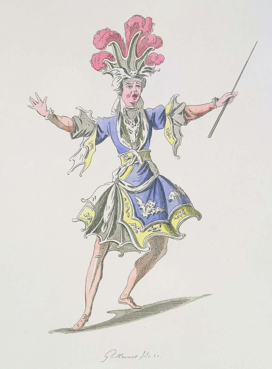 Projekt kostiumu dla Czarodzieja w Dardanus, libretto Leclerca de Labruere, skomponowane przez Jean-Philippe Rameau (1683-1764) faksymile A. Guillaumota Fils (kolorystyka) autorstwa French School