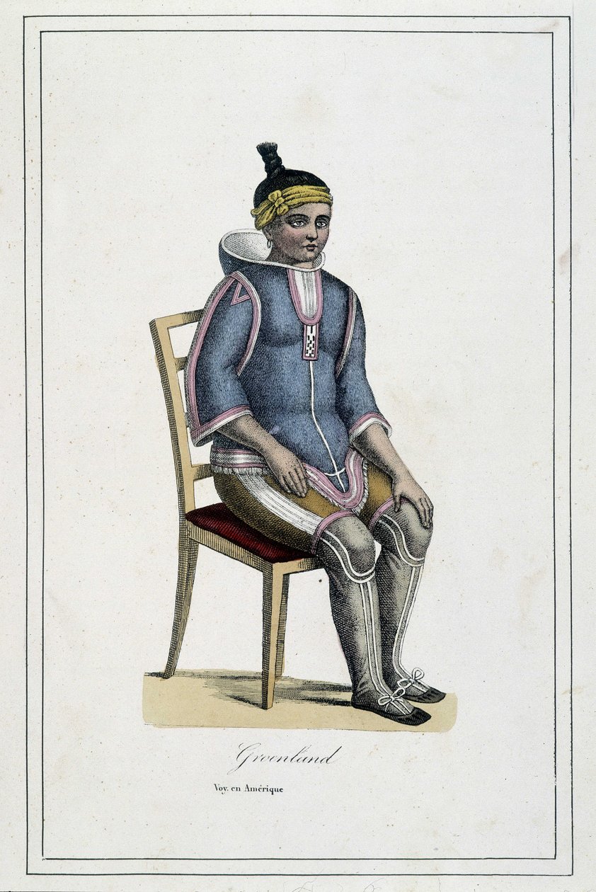 Costume du Greenland – w „Albumie podróży, ludy ziemi” księdza Paula Jouhanneauda, ​​Librairie des Bons Livres, Limoges autorstwa French School