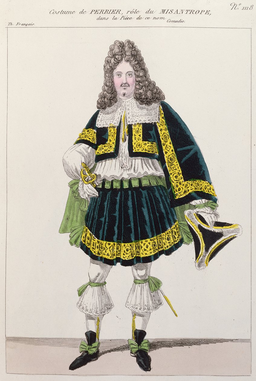 Kostium noszony przez aktora Perriera w Le Misanthrope Moliera (1622-73) autorstwa French School