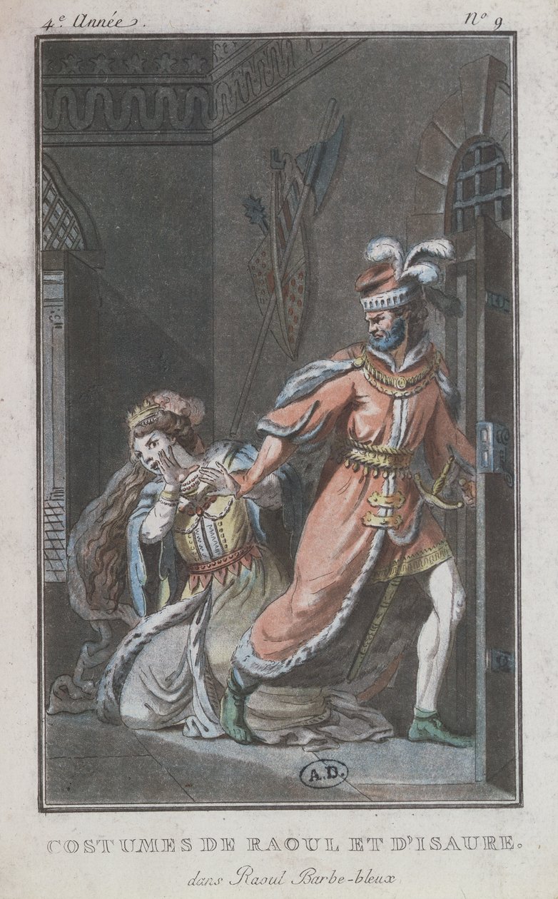 Kostiumy Raoula i Izaura, z opery Raoul Barbe-Bleue, 1790 autorstwa French School