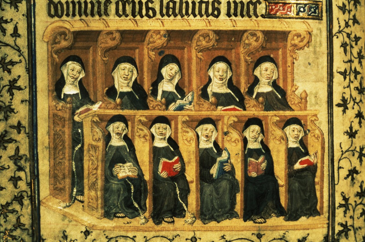 Cott Dom A XVII f.74v Zakonnice w chórze, z Psałterza Henryka VI, Paryż autorstwa French School