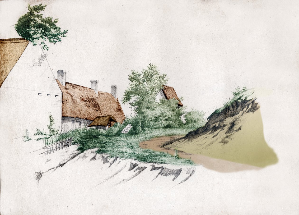 Domek we Francji. (Rysunek, ok. 1850) autorstwa French School