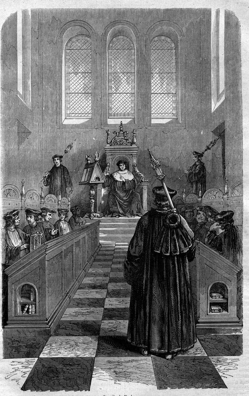 Sobór Narbonne (1054): jedna z rad, które ustanowiły Pokój Boży. Grawer w „Historii papieży-królów-królowych i cesarzy na przestrzeni wieków” autorstwa Maurice Lachatre autorstwa French School