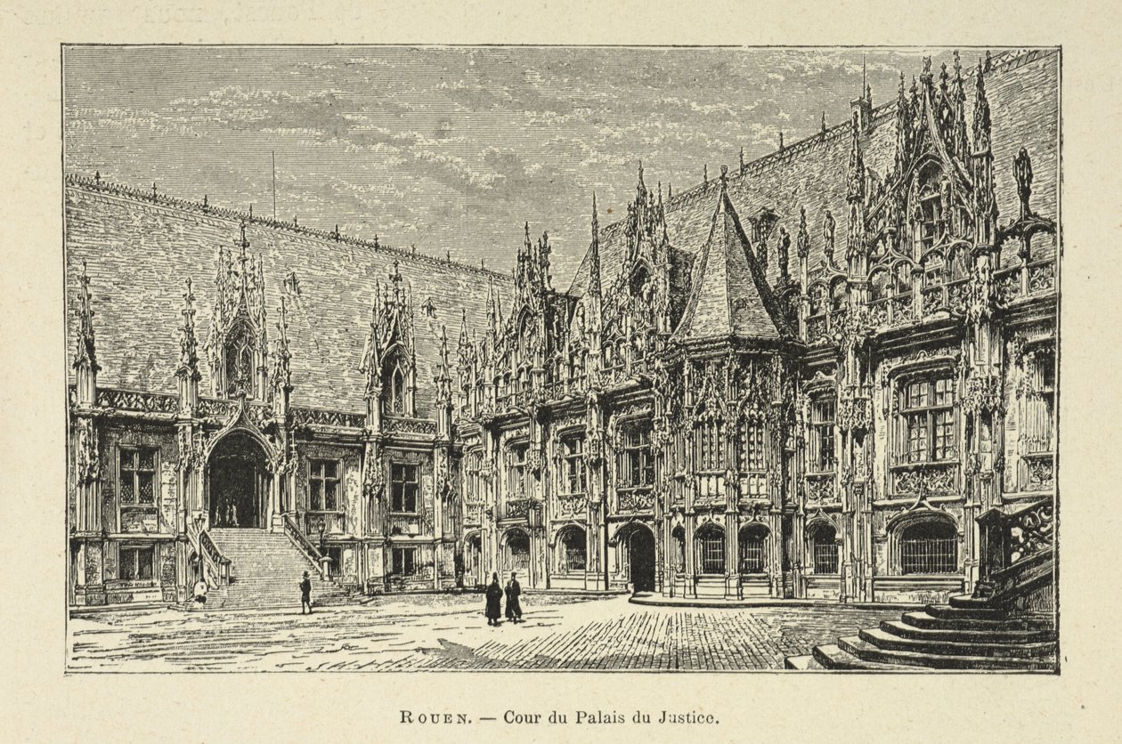 „Court of the Palais du Justice, Rouen”, s. 13, ilustracja z „La France Pittoresque” Julesa Gourdaulta autorstwa French School