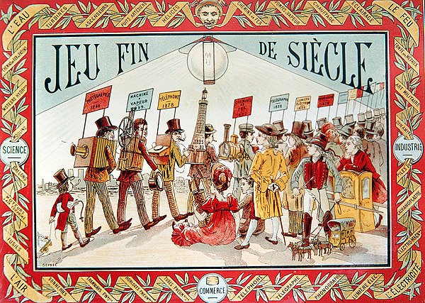 Okładka do dziecięcej gry planszowej „Koniec stulecia”, ok. 1895 (kolor lito) autorstwa French School