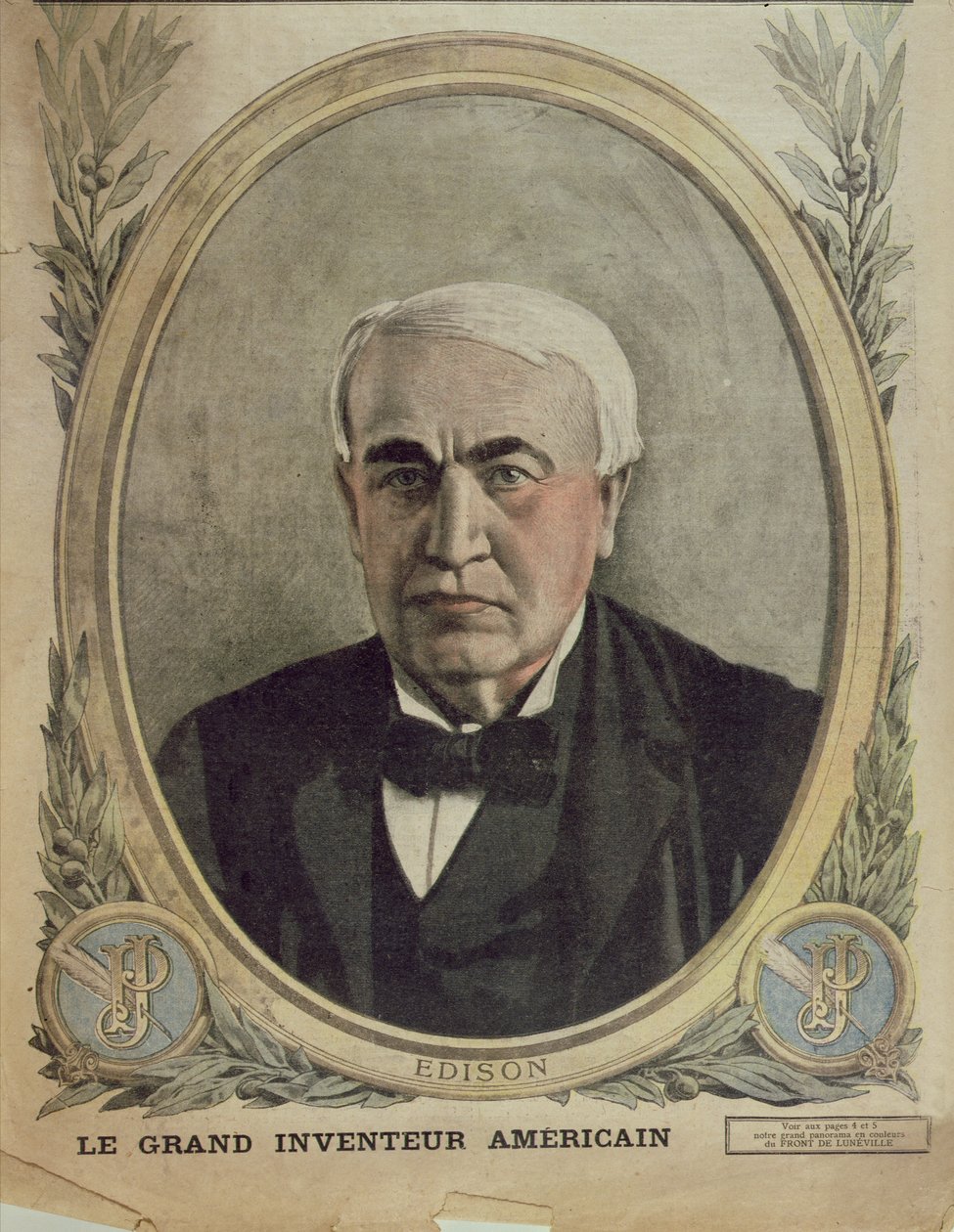 Ilustracja na okładce Le Petit Journal przedstawiająca Thomasa Alvę Edisona, 1917 autorstwa French School