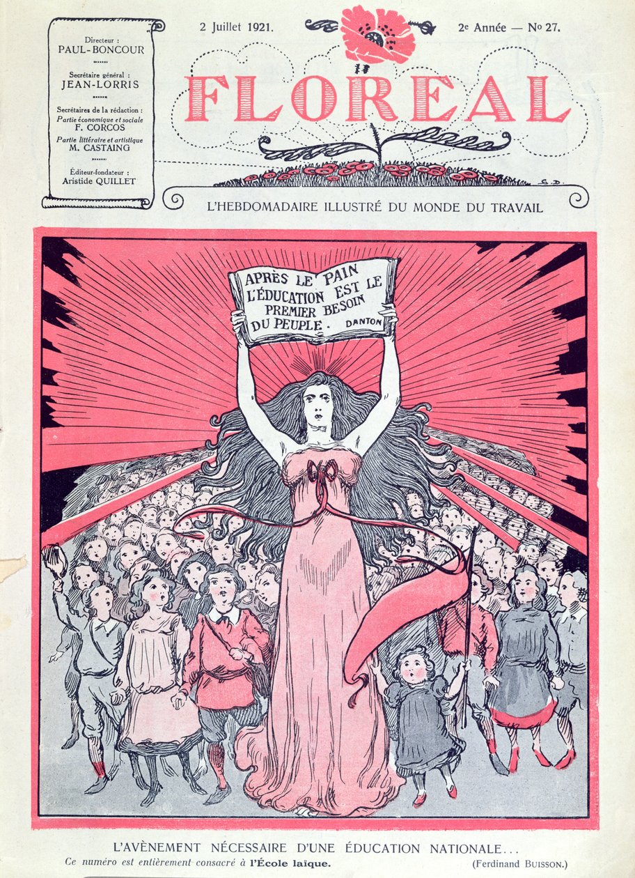 Okładka magazynu Floreal z okazji 40-lecia Ecoles Laiques we Francji, 2 lipca 1921 autorstwa French School