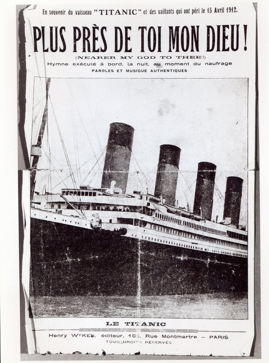 Okładka nuty do hymnu Nearer My God to Thee, śpiewanego przez pasażerów Titanica podczas jego rozbicia i zatonięcia, 1912 autorstwa French School