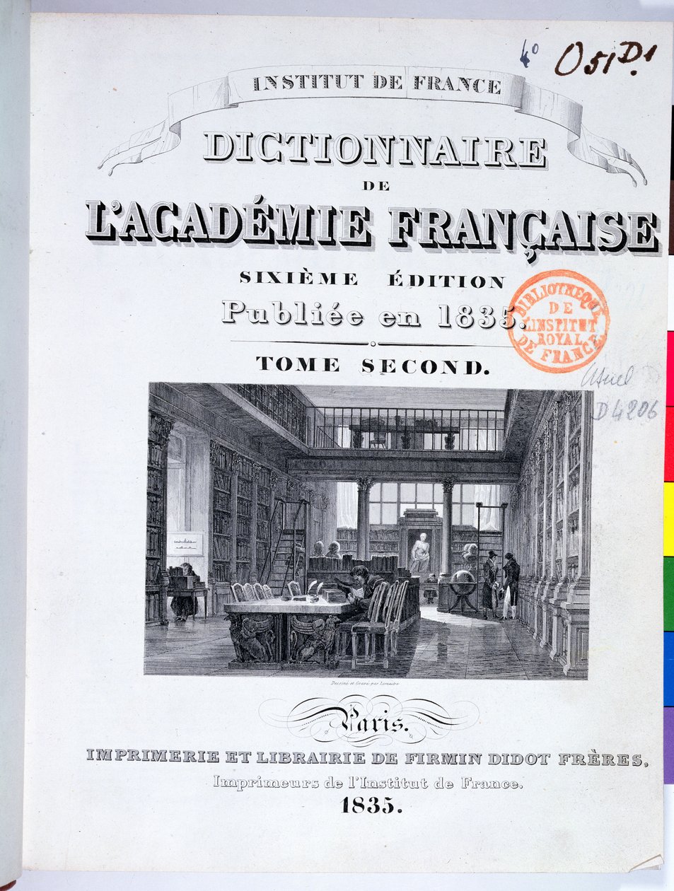 Okładka Słownika Akademii Francuskiej, 1835 autorstwa French School