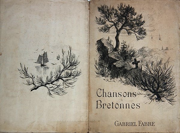 Okładka partytury „Chansons Bretonnes” Gabriela Fabre według wierszy Moreasa, Ajalberta i P. Fort, początek XX wieku (kolor lito) autorstwa French School