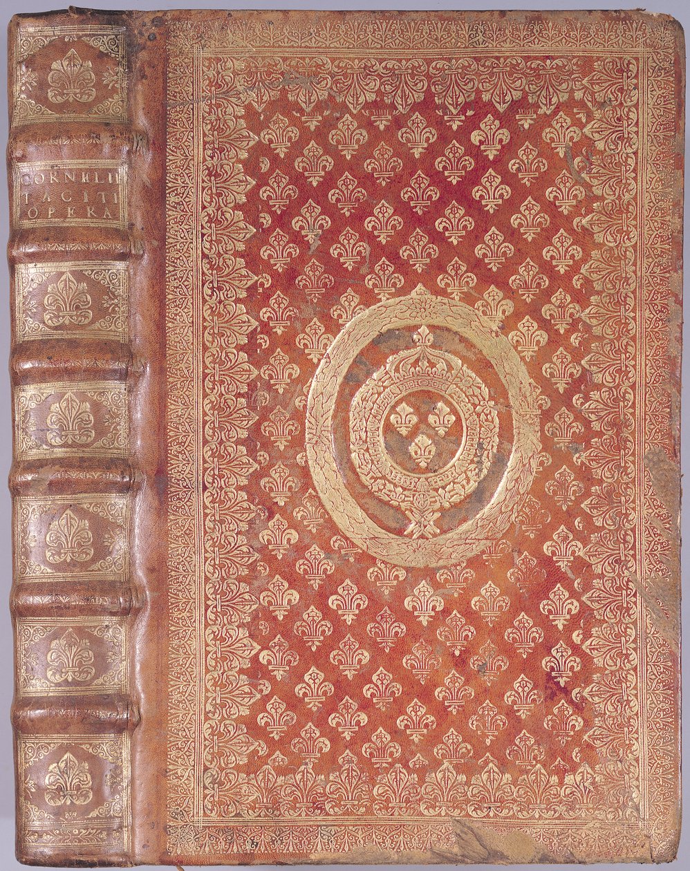 Okładka dzieł Tacyta (55-120) z herbem Ludwika XIV (1638-1715) (skóra tłoczona) autorstwa French School