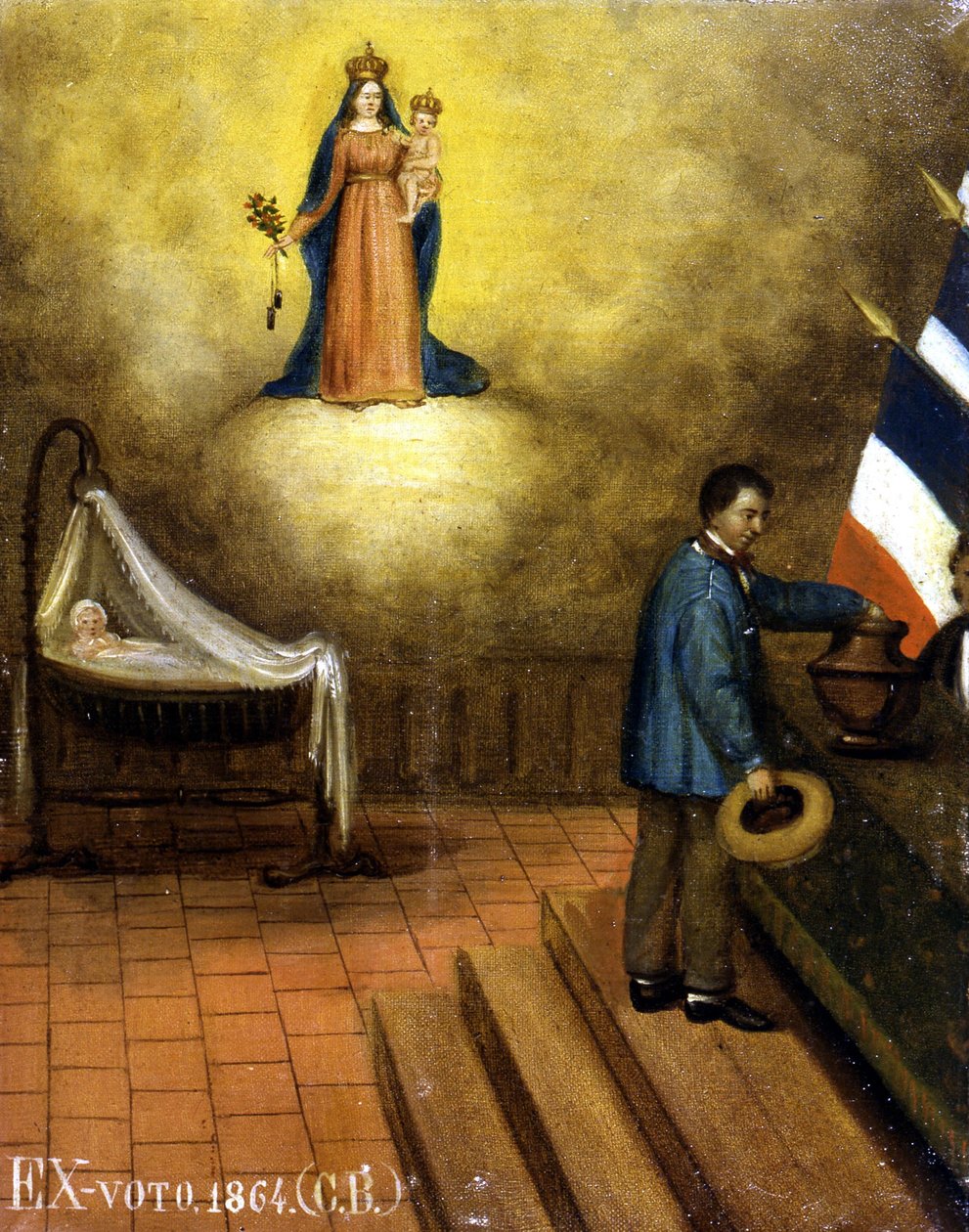 Kołyska w lokalu wyborczym - ex-voto, Musée de Jouques autorstwa French School