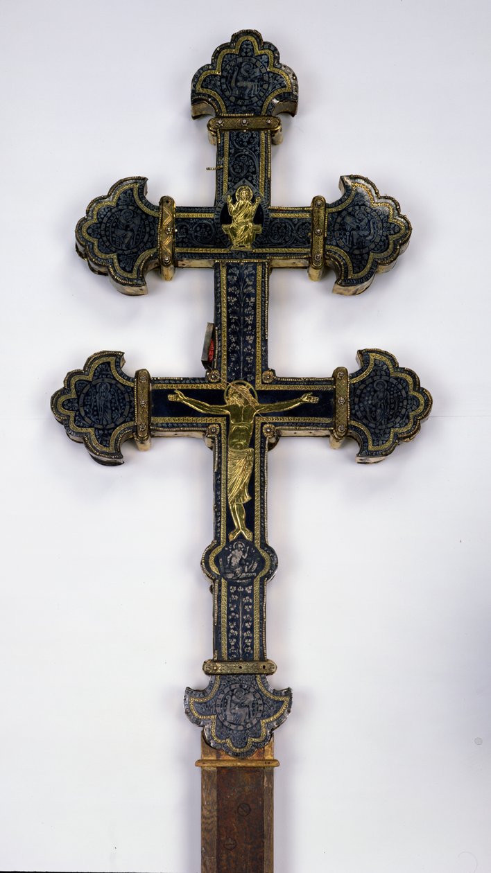Krzyż z opactwa Clairmarais (złoto inkrustowane kamieniami półszlachetnymi) (patrz również 232669) autorstwa French School