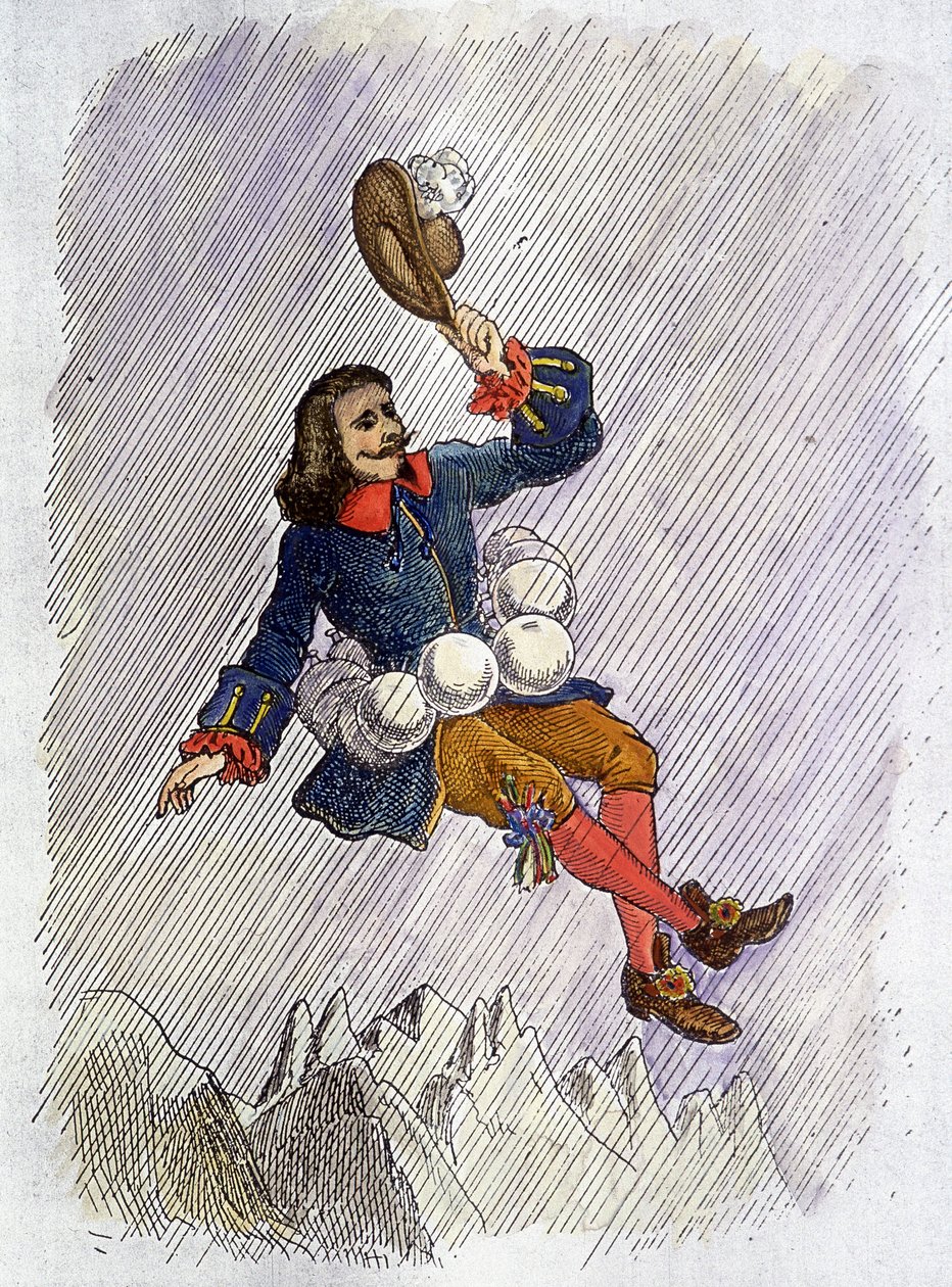 Cyrano de Bergerac bleve przez jego fiolki, ilustracja do powieści Cyrano de Bergerac: „” L